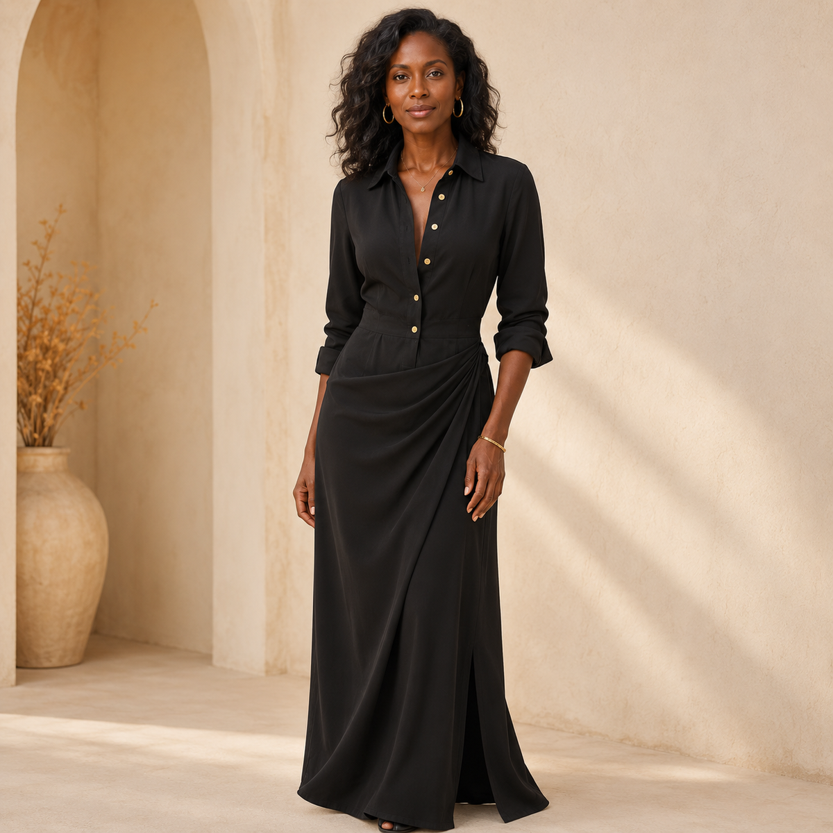 The Golden Drape Dress