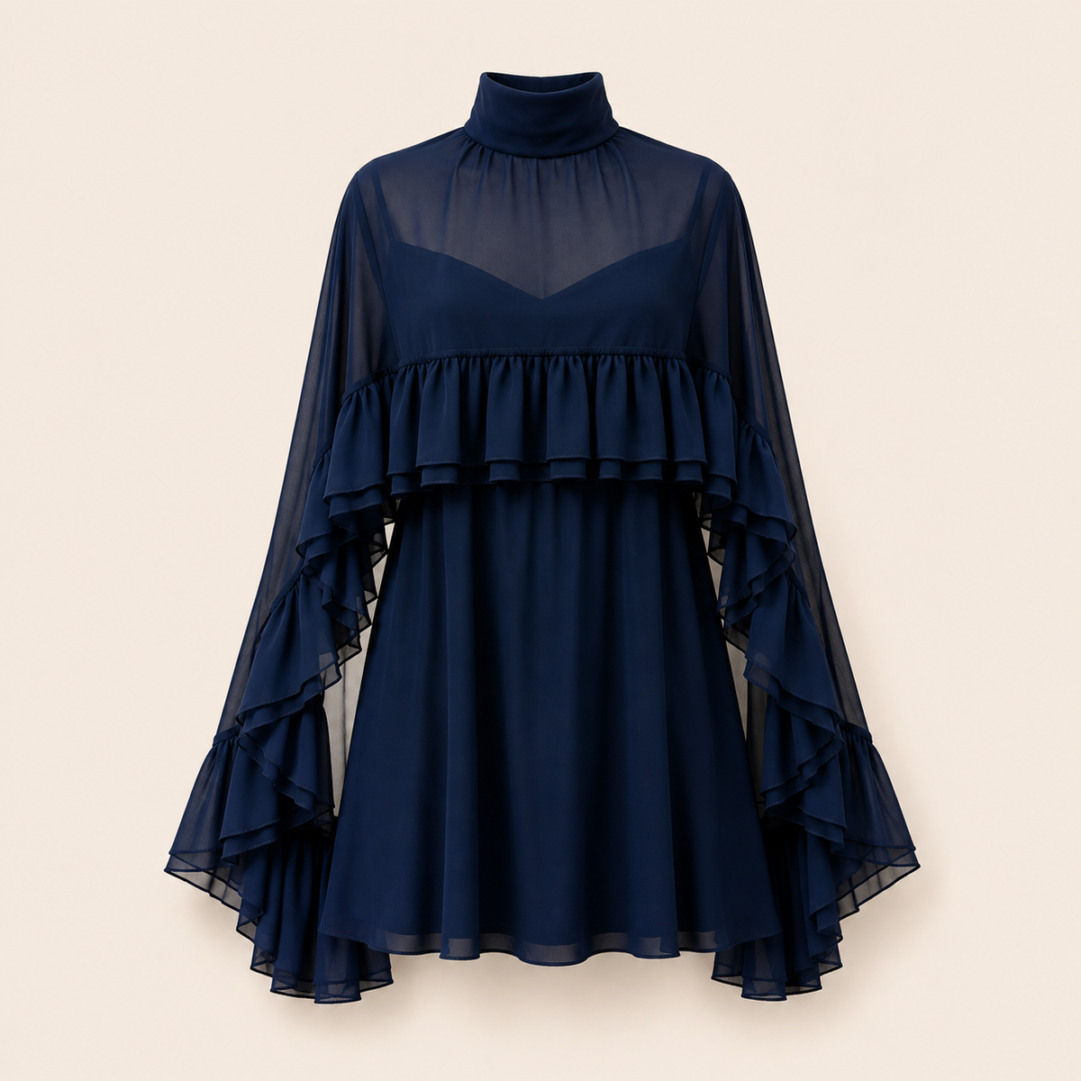 The Soft Ruffle Cape Dress