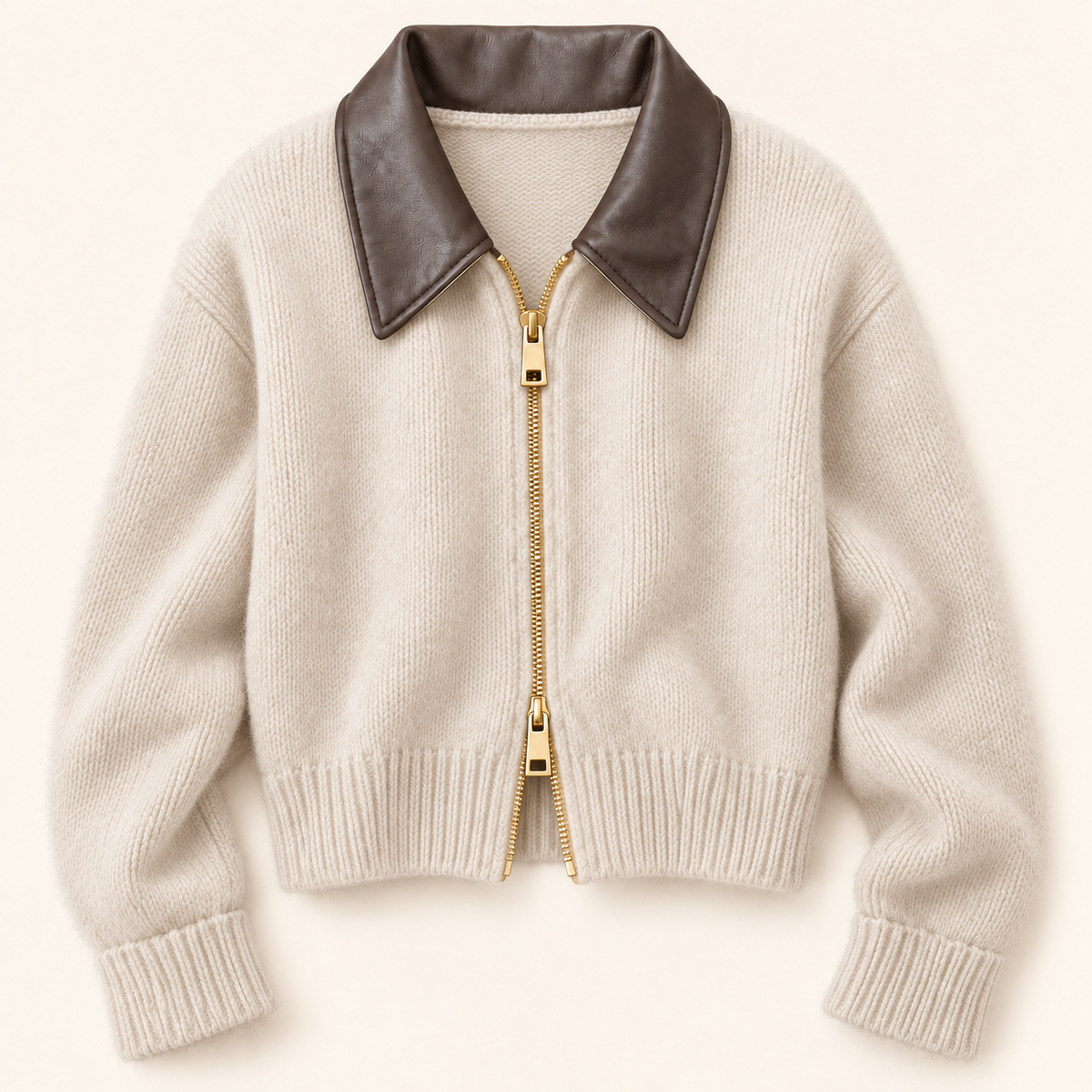 The Contrast Collar Knit Jacket