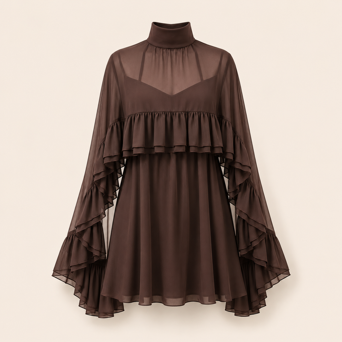 The Soft Ruffle Cape Dress