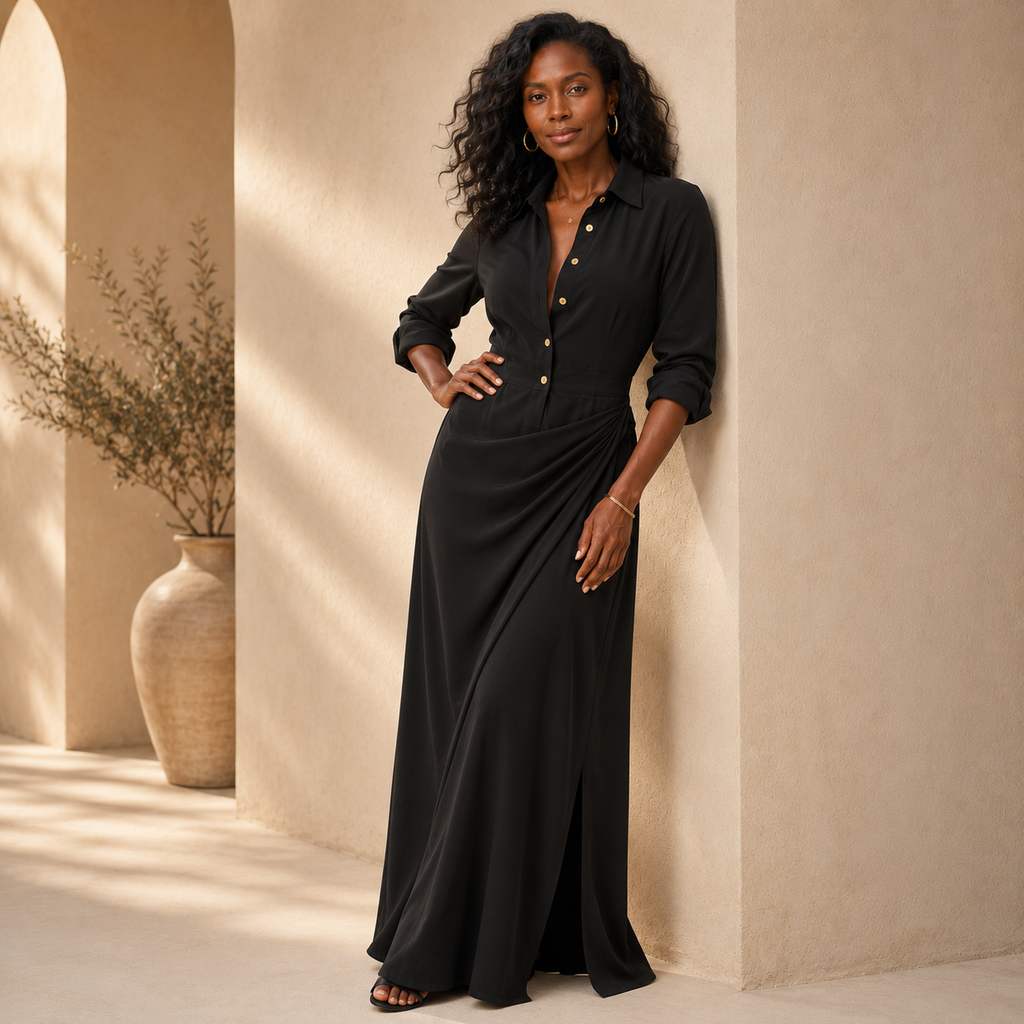 The Golden Drape Dress