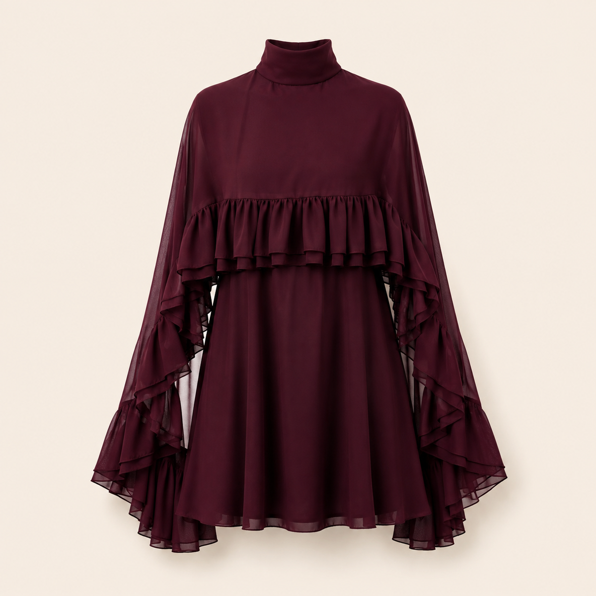 The Soft Ruffle Cape Dress