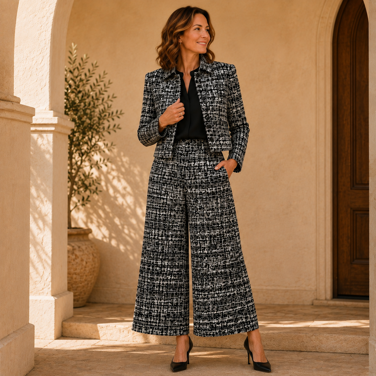 The City Check Pants Set
