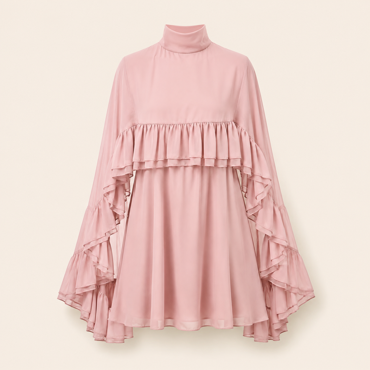 The Soft Ruffle Cape Dress