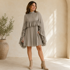 The Soft Ruffle Cape Dress
