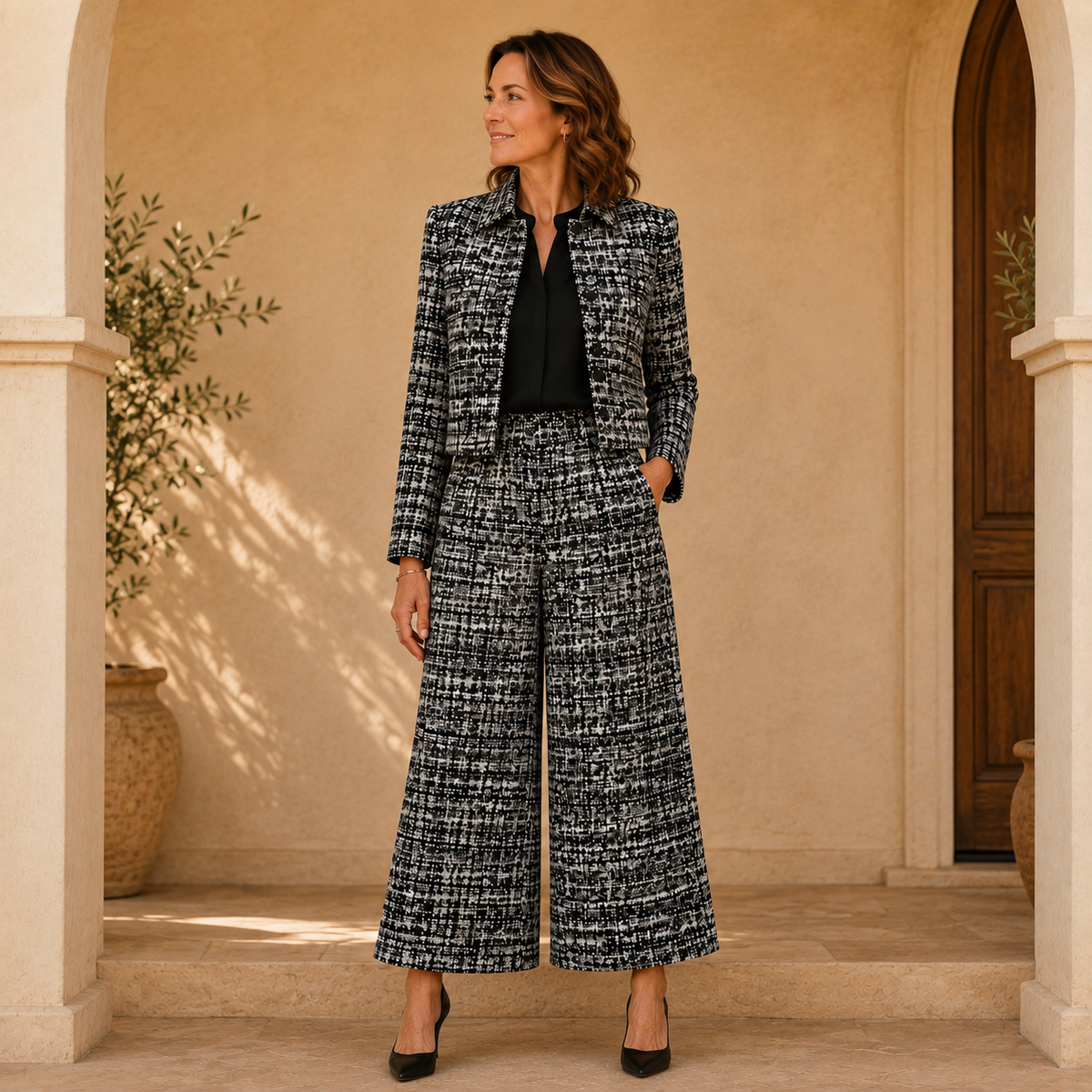 The City Check Pants Set