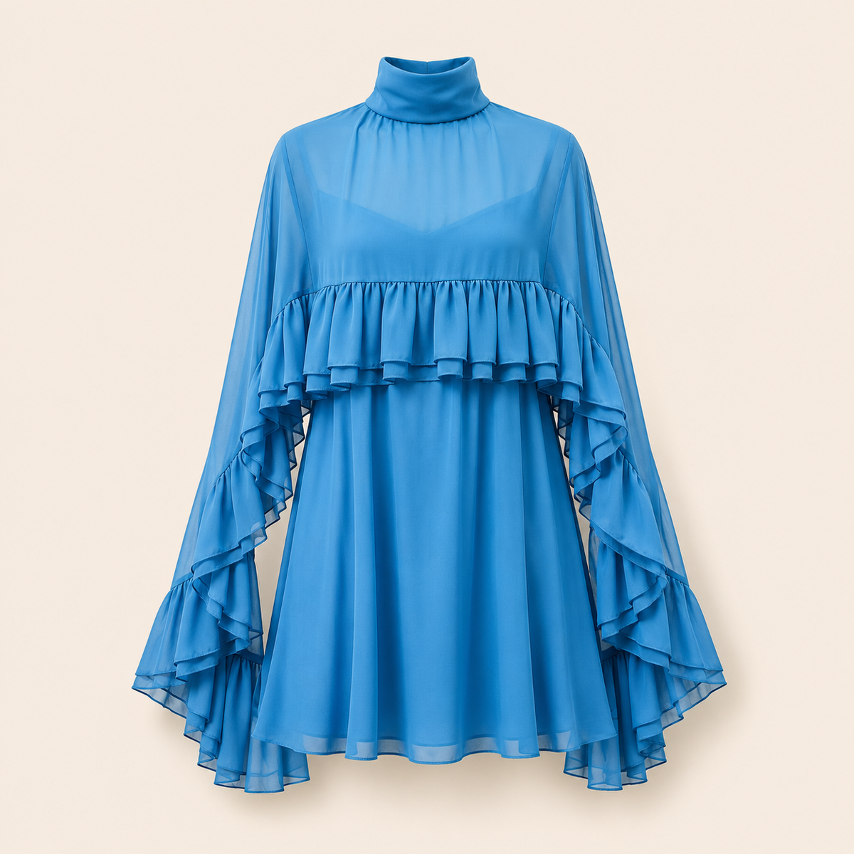 The Soft Ruffle Cape Dress
