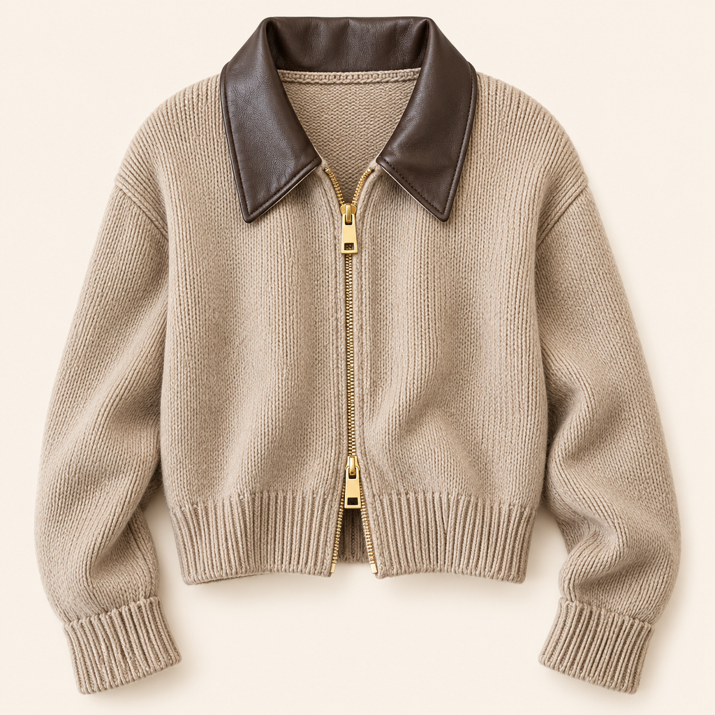 The Contrast Collar Knit Jacket