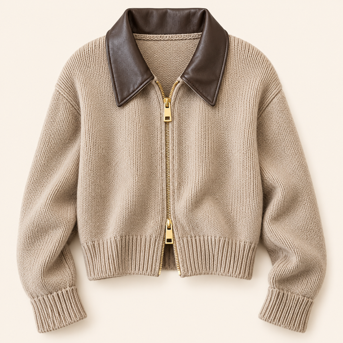 The Contrast Collar Knit Jacket