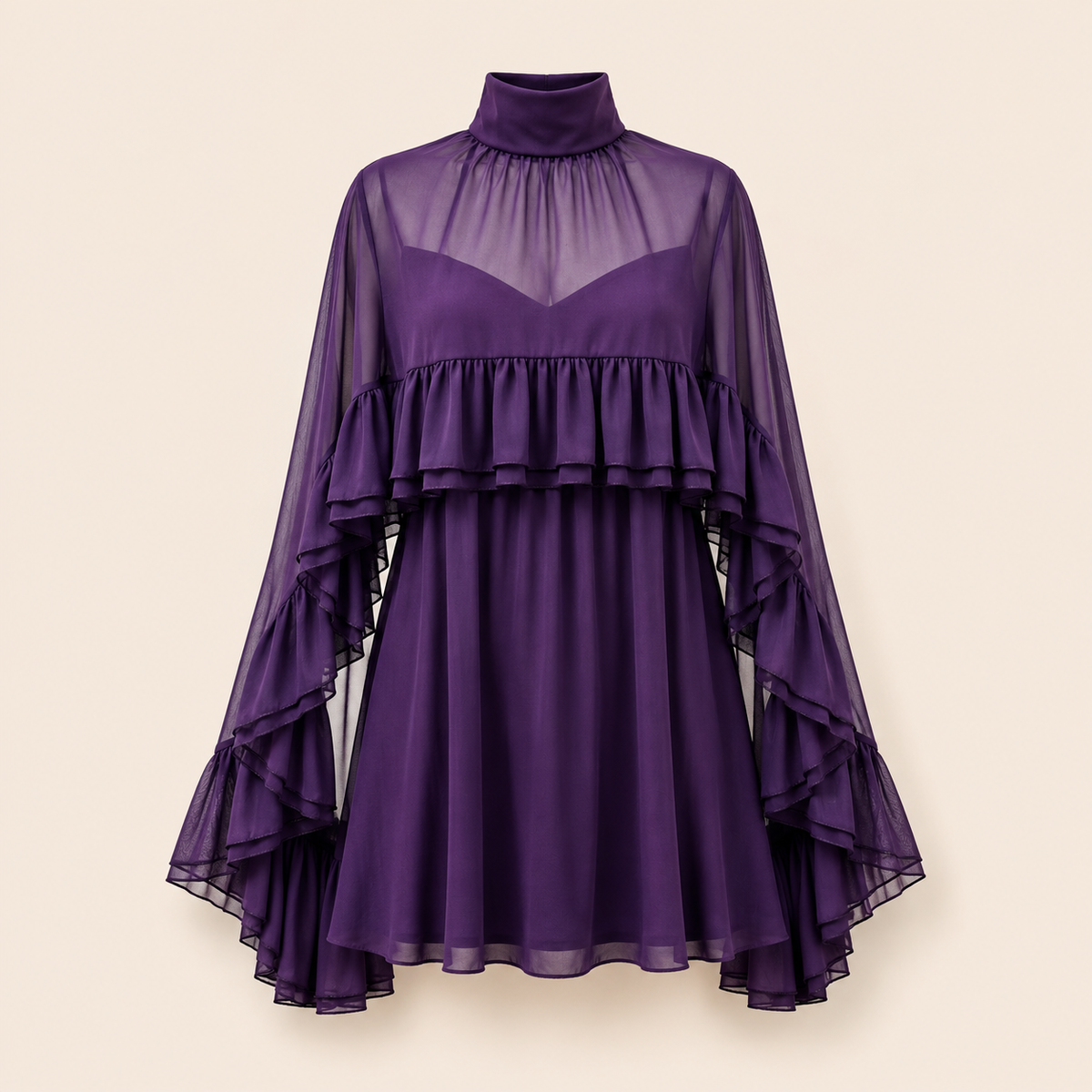 The Soft Ruffle Cape Dress