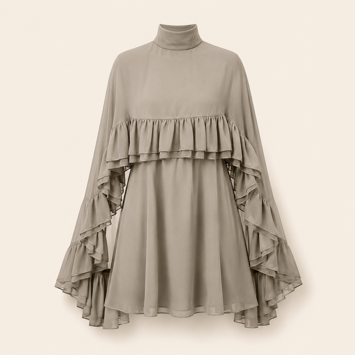 The Soft Ruffle Cape Dress