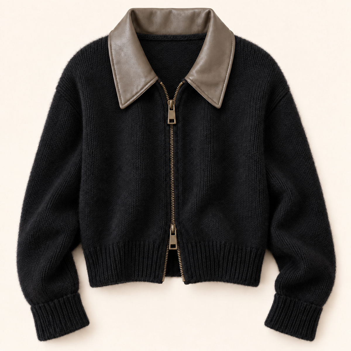 The Contrast Collar Knit Jacket