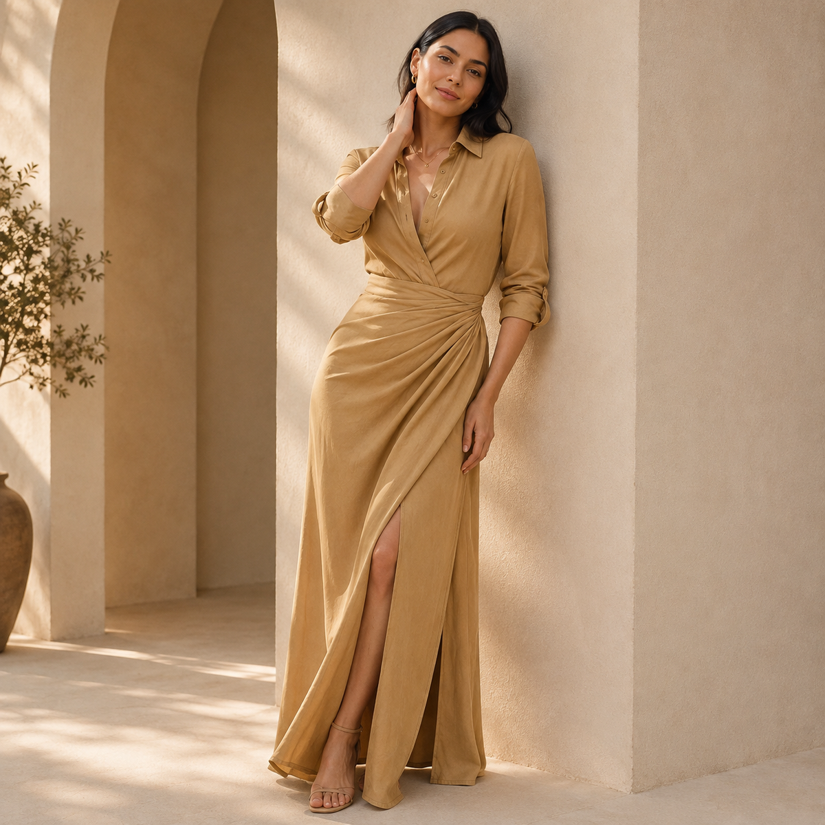 The Golden Drape Dress